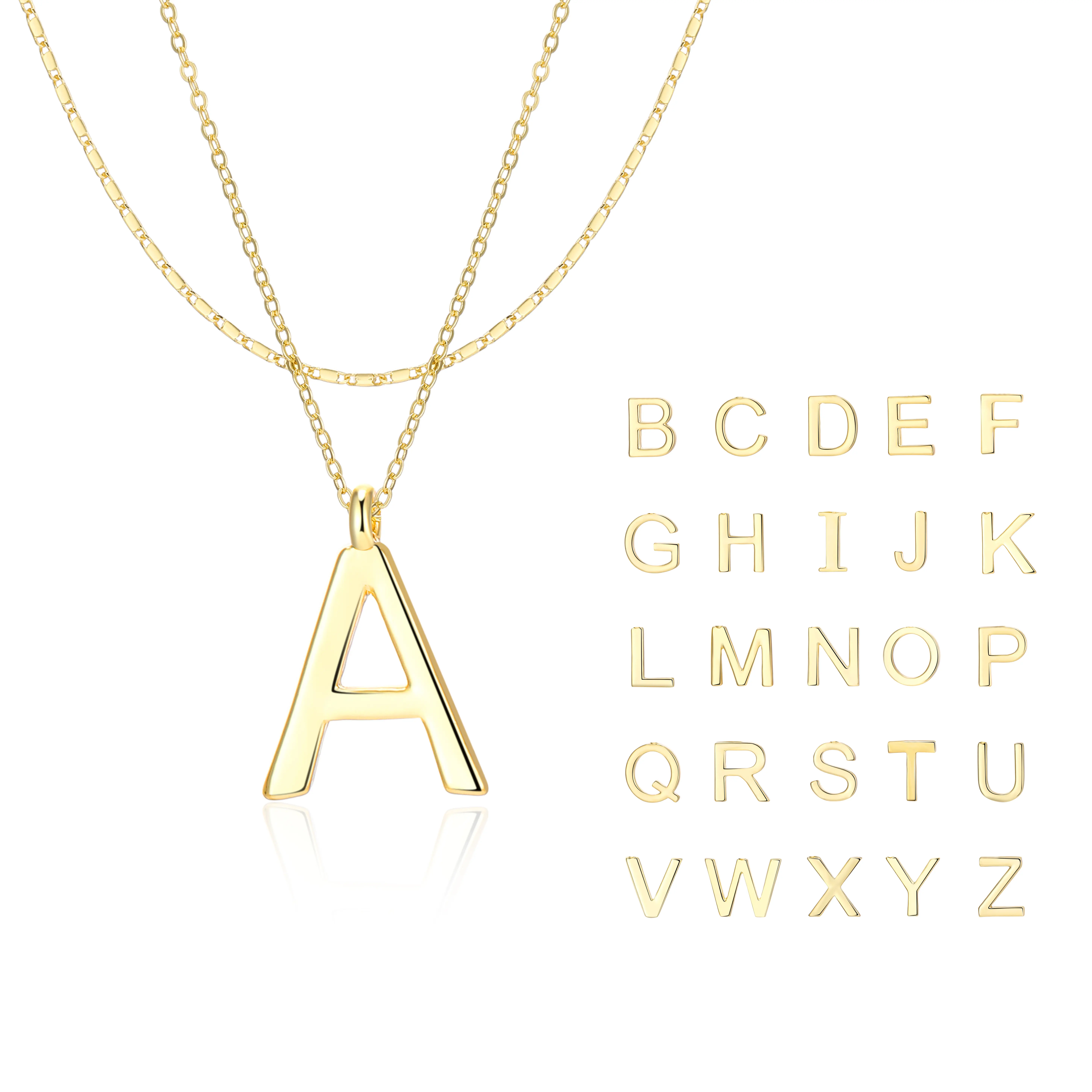 Aprilery Initial Necklace 2 Chains Set – Buy 1 Get 1 Chain Free, A-Z Letter Pendant, Adjustable Layering Jewelry for Women