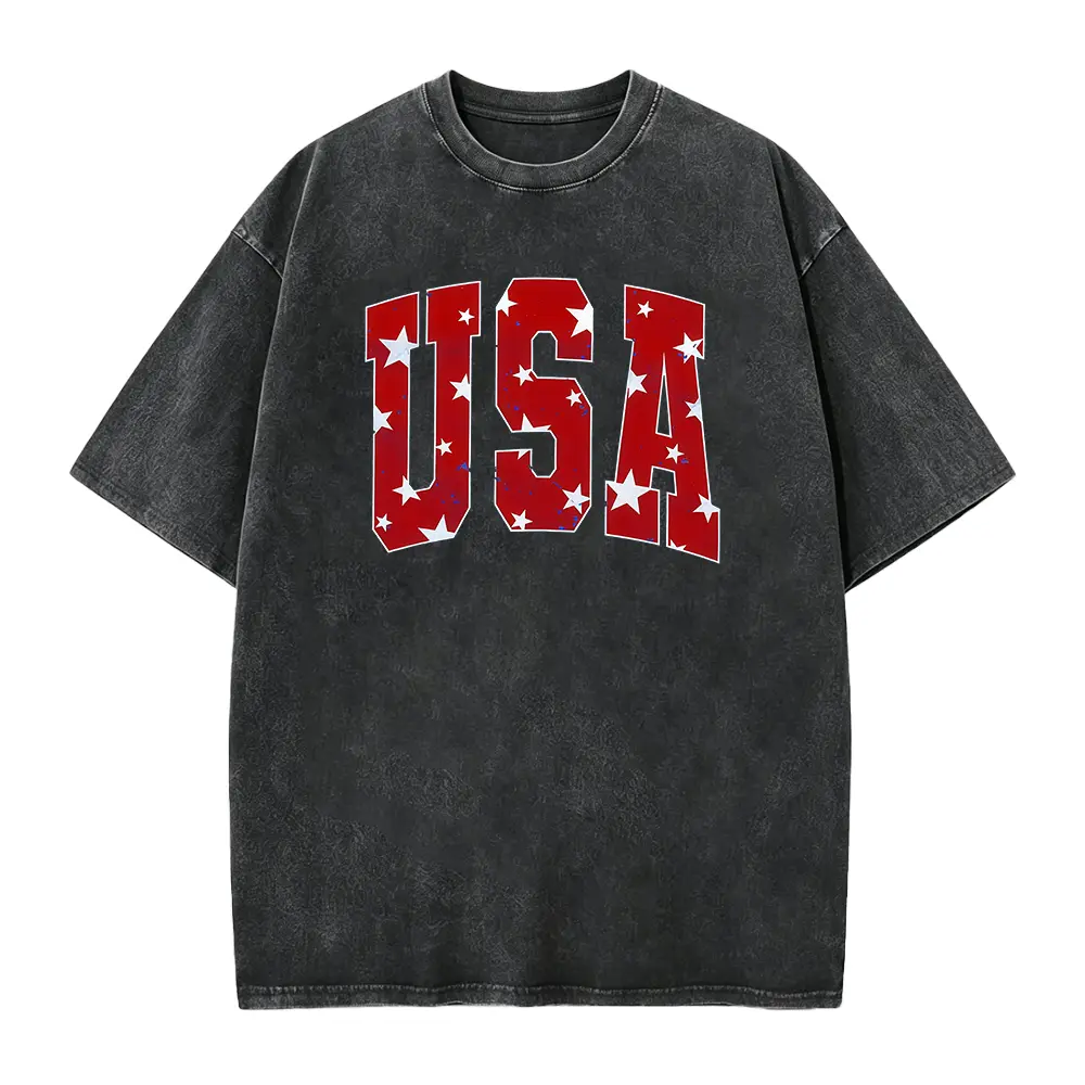 Distressed USA Stars Graphic Tee: Retro Fourth of July T-Shirt