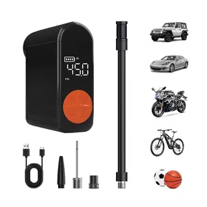 Portable Electric Tire Inflator for Bikes, Cars & Balls, Mini Air Pump with Digital Pressure Gauge, Auto Shut-Off, Emergency Bicycle Tire Pump