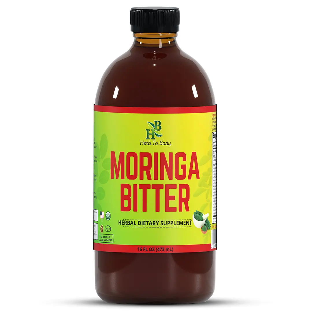 Herb To Body Moringa Bitters Liquid 16oz – with Moringa Root and Natural Herbal Blend