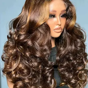 ABIGAIL Luxury Hairand More 24" Glueless HD Lace Closure Wig - Vietnamese Bouncy Curly Hair, P4/30 Honey Blonde Ombre Brown Highlights, 350g Density, Pre-Cut, Moisture-Rich, Gentle, Dry Haircare Ready-to-Wear Fast Shipping