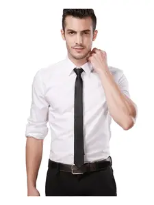 Black Tie Solid Color Skinny Tie Slim Tie for Men Formal Satin Necktie