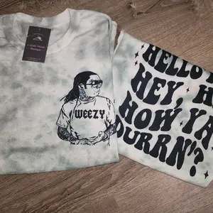 weezy dyed graphic tee Casual Crew Neck unisex fit Tshirt Womenswear Top