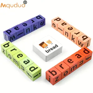 MQUDUO Word Race Cube Game - Educational Alphabet Spelling Toy with Color Letter Blocks & Cards, Interactive Preschool Activity, Durable Playful Design, Christmas/Halloween/New Year Kids Gift