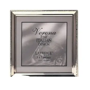 Lawrence Frames  Lawrence Frames Polished Silver Plate 5x5 Picture Frame - Bead Border Design
