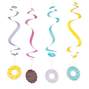 28" Donut Sprinkles Hanging Swirl Decorations - 12 Pc.