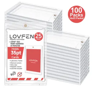 100 Packs Ultra-Durable Magnetic Card Holder - Protective Sleeves with Hard Plastic Construction, 35pt Thick Card Case Protector for Baseball, and Trading Cards, Perfect Christmas and Halloween Gifts