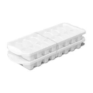 Set of Two Stacking Ice Cube Trays, Easy release, 16 Cubes Each, BPA-Free, White