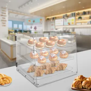 Clear Acrylic 3 Tier Pastry Display Cabinet Countertop Stand 11lbs Capacity per Tier for Bakery Coffee Shop Cake Candy Dessert Showcase Organizer