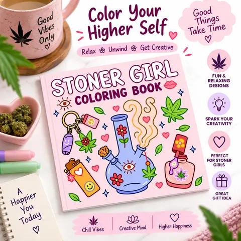 Halloween Fall Gift  Stoner Girl Coloring Book: Bold and Easy Designs Made for Weed-Loving and Free-Spirited Stoner Queens. Featuring Cute and Cool Art for Stress Relief and Creative Chill Time for Teens and Adults