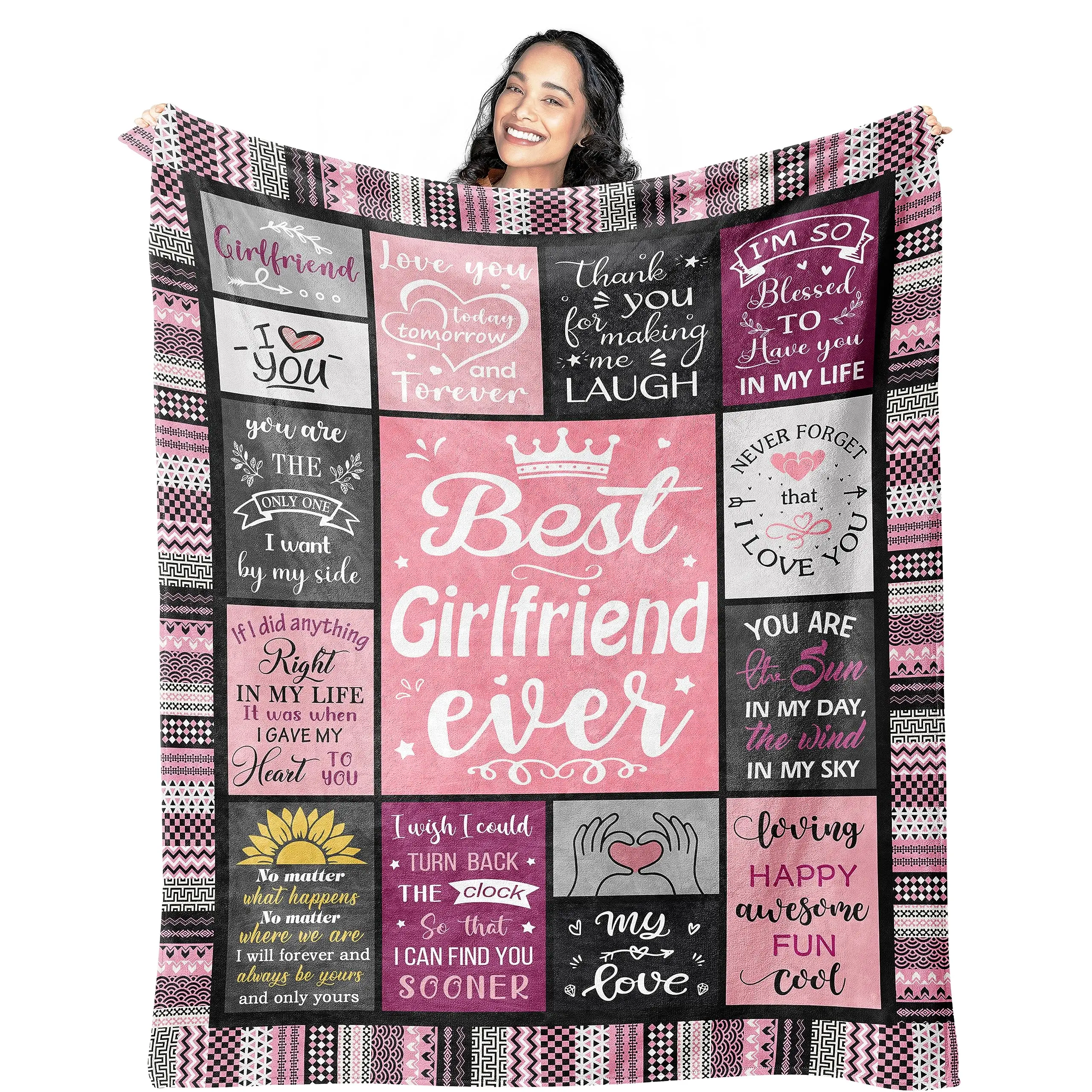Mother's Day Gift, Gifts for Girlfriend Blanket 60"x50", Girlfriend Birthday Gifts for Women, Gift for Girlfriends Unique, Cute Birthday Christmas Anniversary Romantic Blanket for Girlfriends