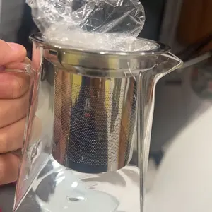 Glass Tea Set, 1 Piece Stainless Steel Filter Infusion Tea Kettle with Removable Infuser, Square GlassTea Set For Gift Giving, Anti-breakage Packaging, Glass Tea Pot
