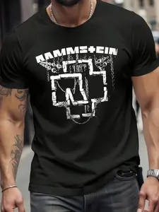 Rammstein Graphic Short Sleeve T-Shirt, Fitted Crew Neck, Unisex, Soft Cotton, Ideal for Rock Fans, Music Festivals, Streetwear