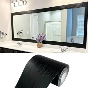 10M Black Wood Grain Removable Self-Adhesive PVC Waterproof Border Wall Sticker, Home Decor Ideas, 4.2in x 390in, for Kitchen & Bathroom Wall Trim Wallpaper