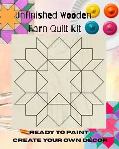 Star in a Flower Star Barn Quilt Block: Unfinished DIY Kit (Swoon) | Star in a Flower Barn Quilt Craft Kit Unfinished Beginner Sewing Room