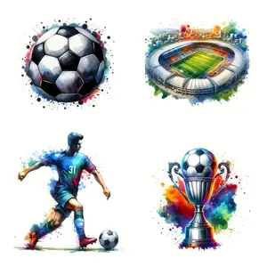 4 Pcs Soccer Theme Hot Stamping Transfer Patches Flower DIY Applique for T-shirts Masks Jeans Backpack Heat Transfer Stickers