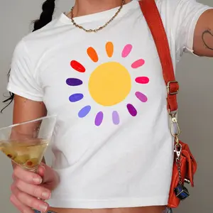 [ Sale up to 35%] + [Freeship] Pride Baby Tee  Rainbow Sun Graphic Shirt, Colorful LGBTQ+ Merch Shirt