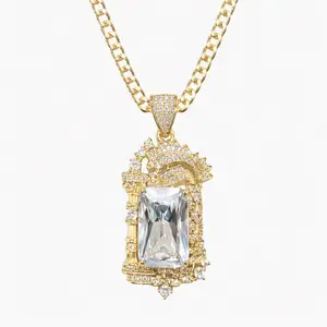 Royal ice Cuban pendant necklace clear zircon 4 mm wide 20 inch’s long