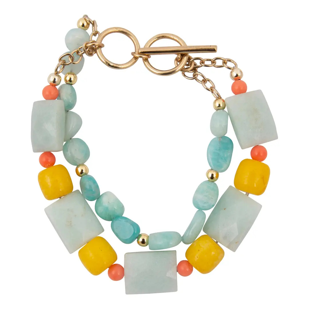 Sunrise Meadows Blue Double Link Toggle Bracelet