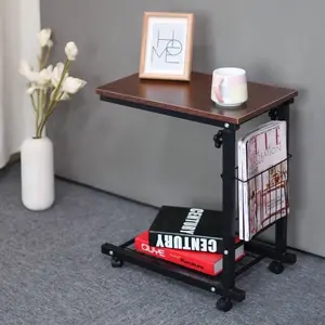 Adjustable Overbed Table with Wheels, Bedside Laptop Desk with Storage, Height Adjustable Rolling Sofa Table for Home Office