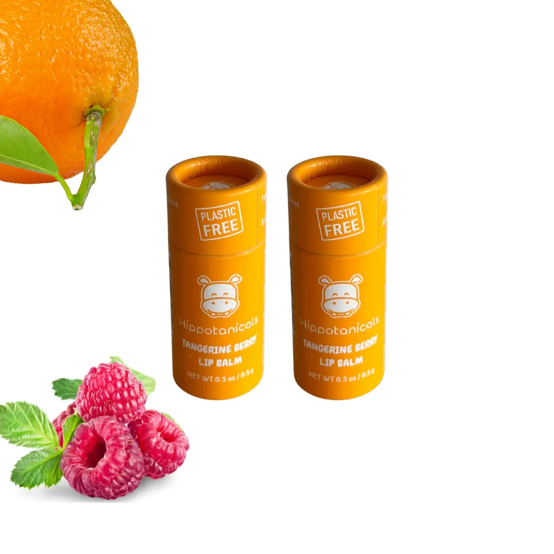 Tangerine Berry Lip Balm Set of 2 Eco-Friendly Vegan Biodegradable Plant-Based Handmade Organic Lip Care