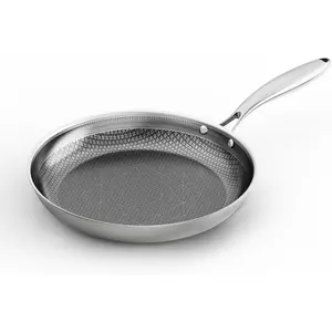 COOKER KING Tri-ply Stainless Steel Pan, Hybrid Nonstick Frying Pan, Skillet, 3-Ply Clad Cookware, Even Heat Distribution, Dishwasher & Oven Safe, with Stay-Cool Handle, Induction Compatible