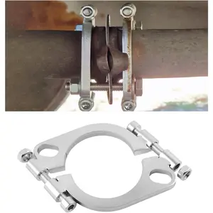 2.5" Car Split Exhaust Flange Repair Kit with Nuts & Bolts,Oval Car Exhaust Flange for Automotive Exhausts Pipe,2 Bolt Holes Cars Exhausts Flanges Vehicle Accessories