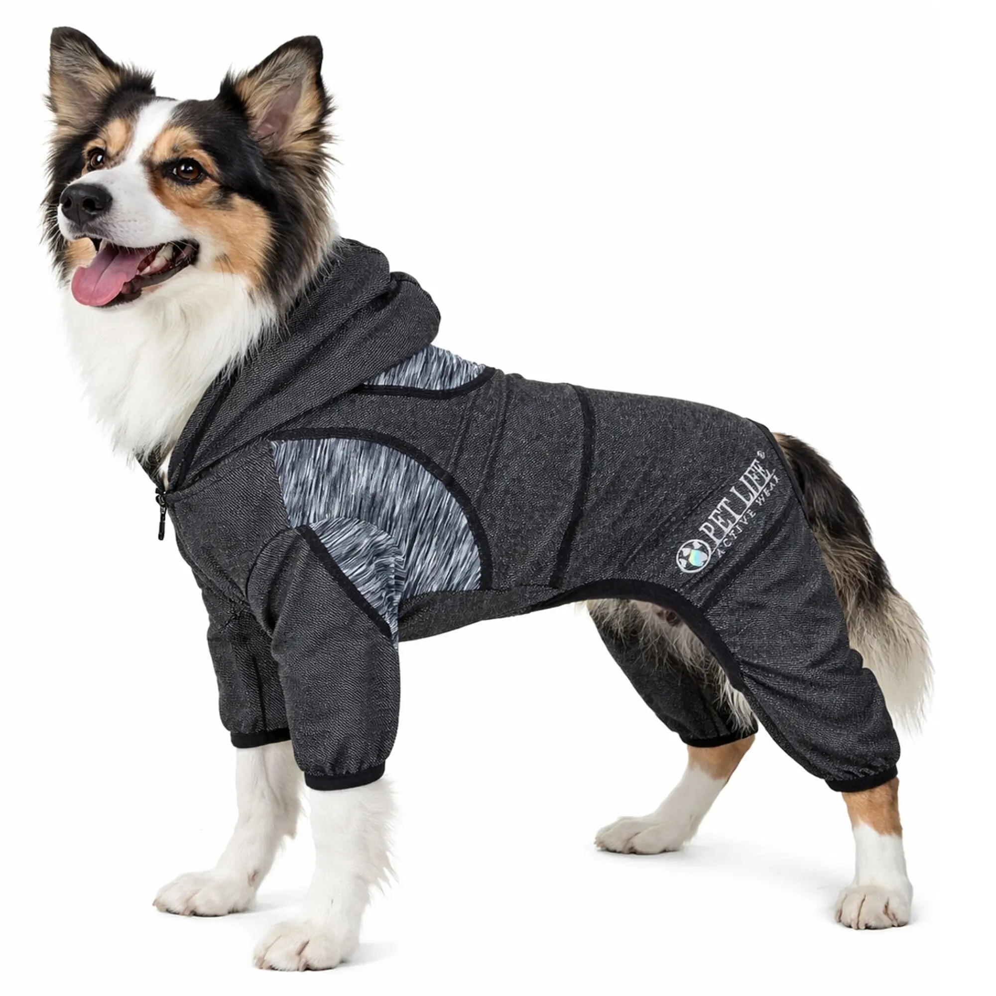 Pet Life ® Active 'Pawsterity' Mediumweight 4-Way-Stretch Yoga Fitness Dog Tracksuit Hoodie