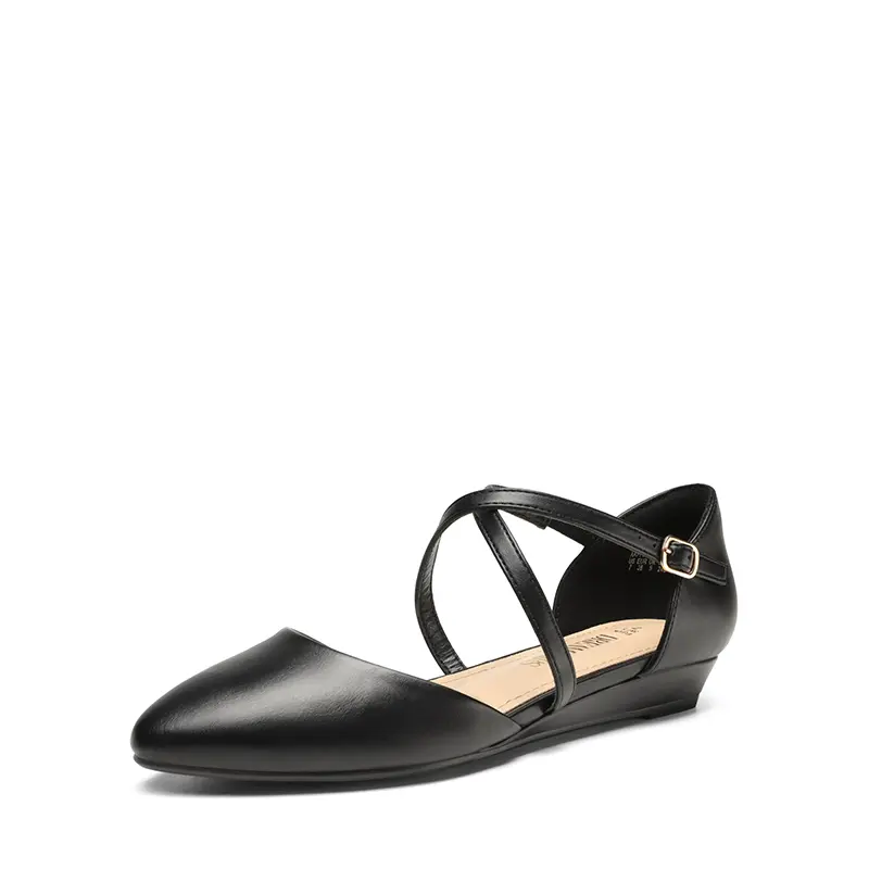 Dream Pairs Women's Stylish V-Cut Flats, Cross-Strapped Heeled Ballet Shoe for Evening Wear with Cushioned Insole and 0.78-Inch Low Wedge, Heeled Ballet Flats, Chic