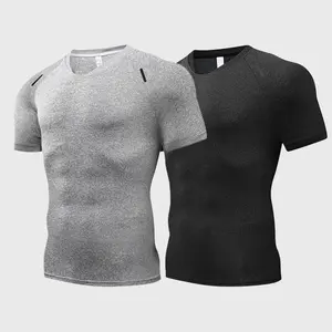 Men's Black V-neck Short Sleeve Compression Shirt - Breathable Fabric Fitness Workout Casual T-shirt