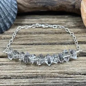 Herkimer Diamond with Carbon Inclusions Bracelet