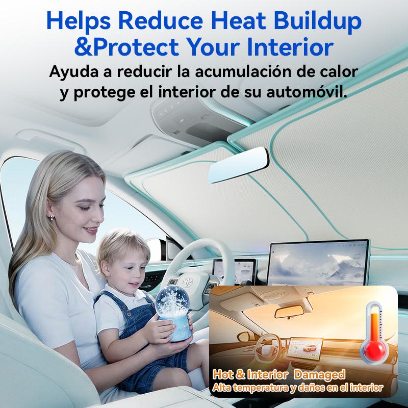 Universal UV-Blocking Car Windshield Sunshade – Foldable & Portable for Sedans, SUVs, and MPVs, Blocks Heat & UV Rays,Greenish-white,Please specify the vehicle model, size, and color in the order notes.