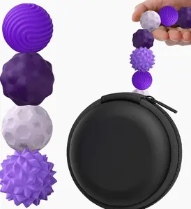 BUSOHA Silicone Fidget Balls - 4 Pack Fidget Toys Adults Sensory Toys Stress Balls for Adults Teens Gifts for Calming,Autism and ADHD Classroom Office