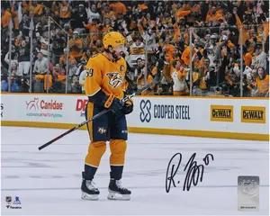 Roman Josi Nashville Predators Autographed 8" x 10" Gold Jersey Celebrating Photograph - Fanatics Authentic Certified