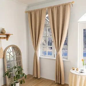 Quilted Heavy Duty Window Curtain Drapes 55 Width Machine Washable Thermal Insulation Light Heat Sound Cold Blocking for Living Room Bedroom 100% Polyester Fiber Fabric 370gsm