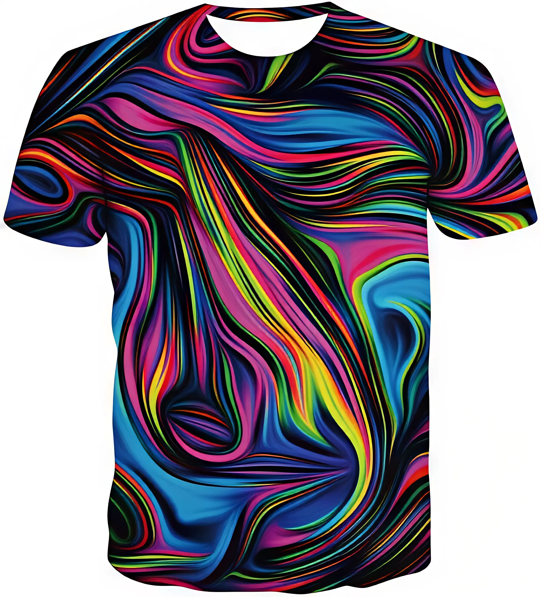 Menswear Men's Short-Sleeve Top, Colorful 3D Printed Neon Abstract T-Shirt