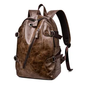 New 2026 Men's Soft Leather Large Capacity Backpack, Middle School Student Business School Bag, Men's Casual Backpack