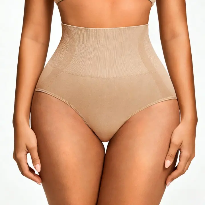 Women's High-Waisted Spandex-Nylon Fabric Shapewear Panties, Tummy Control, Stretch Body Shaper, Slimming Everyday Underwear tiktokshopspringglowup Basic Breathable