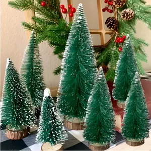 8pcs/set Multi Size Christmas Small Pine Tree Colorful Mini Trees for Christmas Home Desktop Ornaments Party Table Decorations tacky Christmas tree
