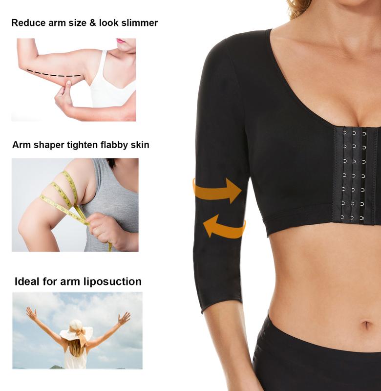 Arm Shaper for Women Post Surgery Arm Lipo Compression Sleeves Slimming Arm Faja Front Closure Shapewear Bra