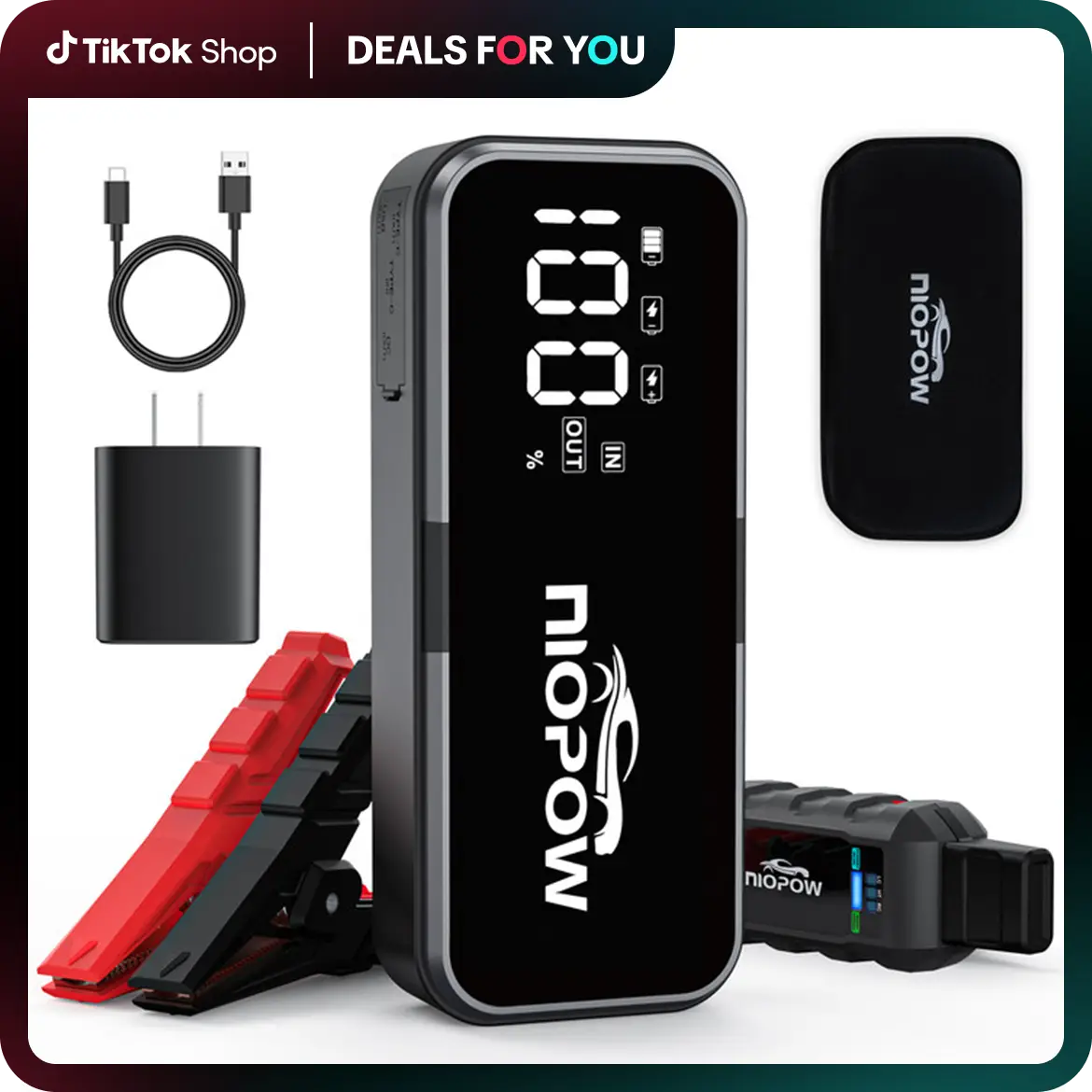 NEXPOW K20 6000A Car Jump Starter 12V Portable Battery Booster with LED Display & Smart Jumper Cables, Powerful Multi-Functional Jump Box