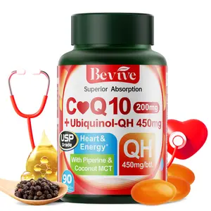 Bevive Absorbable CoQ10 200mg with Coconut MCT Oil - ClutenFree, Naturally Fermented, Heart Health & Energy Support