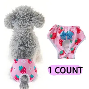 Cute Strawberry Bowknot Small Dog Diapers, Pee Pads, Puppy Pads, Post-Surgery Care for Cats Dogs, Wound Infection Prevention, Prevents Licking, Menstrual Hygiene