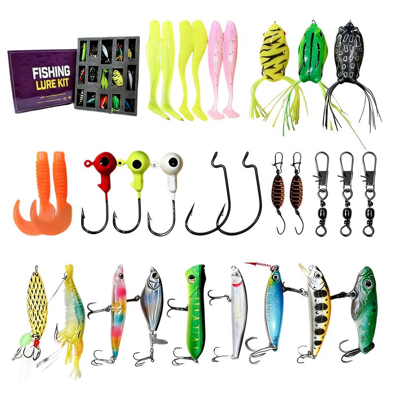 [TUODIAO] Fishing Lure Assortment Kit Diverse Shapes Soft Plastic Hard Bait Frog for Offshore Shore Fishing Effective Lures Targeting Various Game Fish