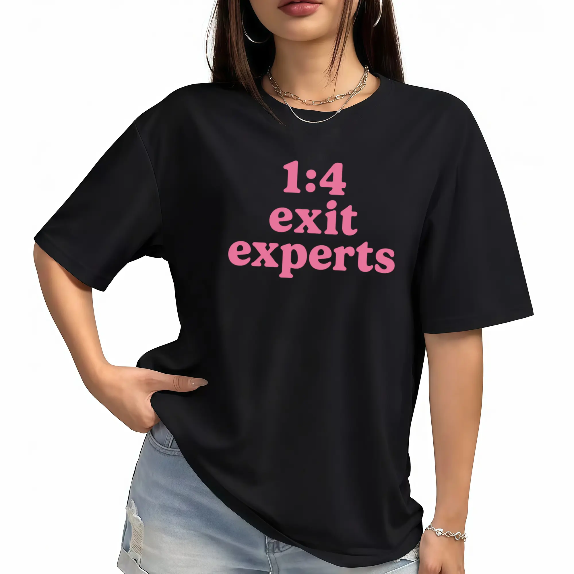 Men's T-Shirt with '1:4 Exit Experts' Sarcastic Graphic - Casual Soft Solid Cotton Tee for Fans, Smooth Feel with Seamless Comfort, Fabric