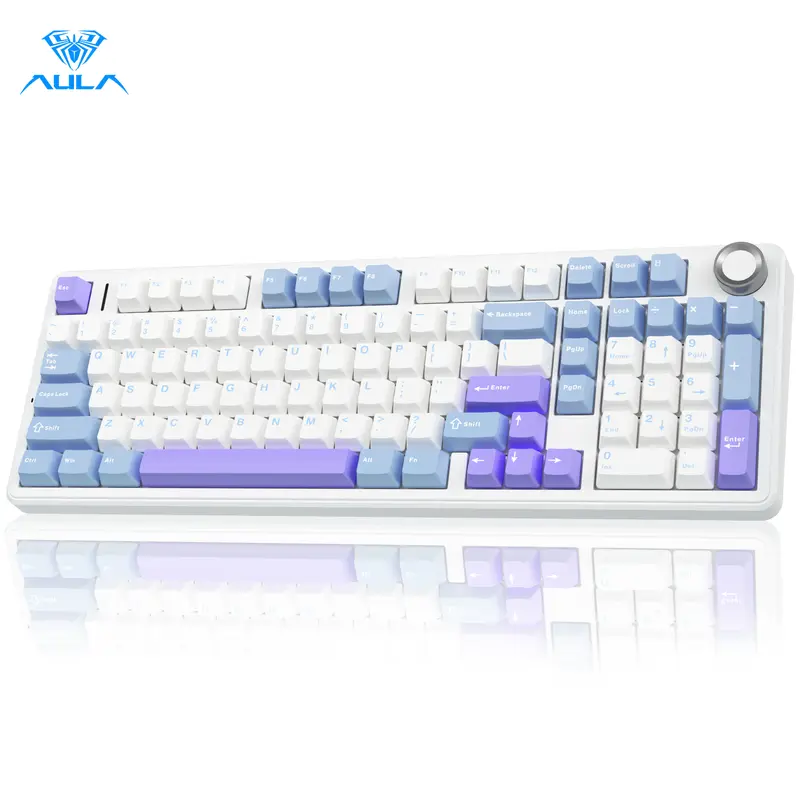 AULA F99 Pro Wireless Mechanical Keyboard with Knob - Tri-Mode BT5.0/USB-C/2.4GHz, Hot Swappable Pre-Lubed Switches, Gasket Structure, RGB Backlit, 8000mAh Cells, Colorful PC Gaming Keyboard for Work, Gaming