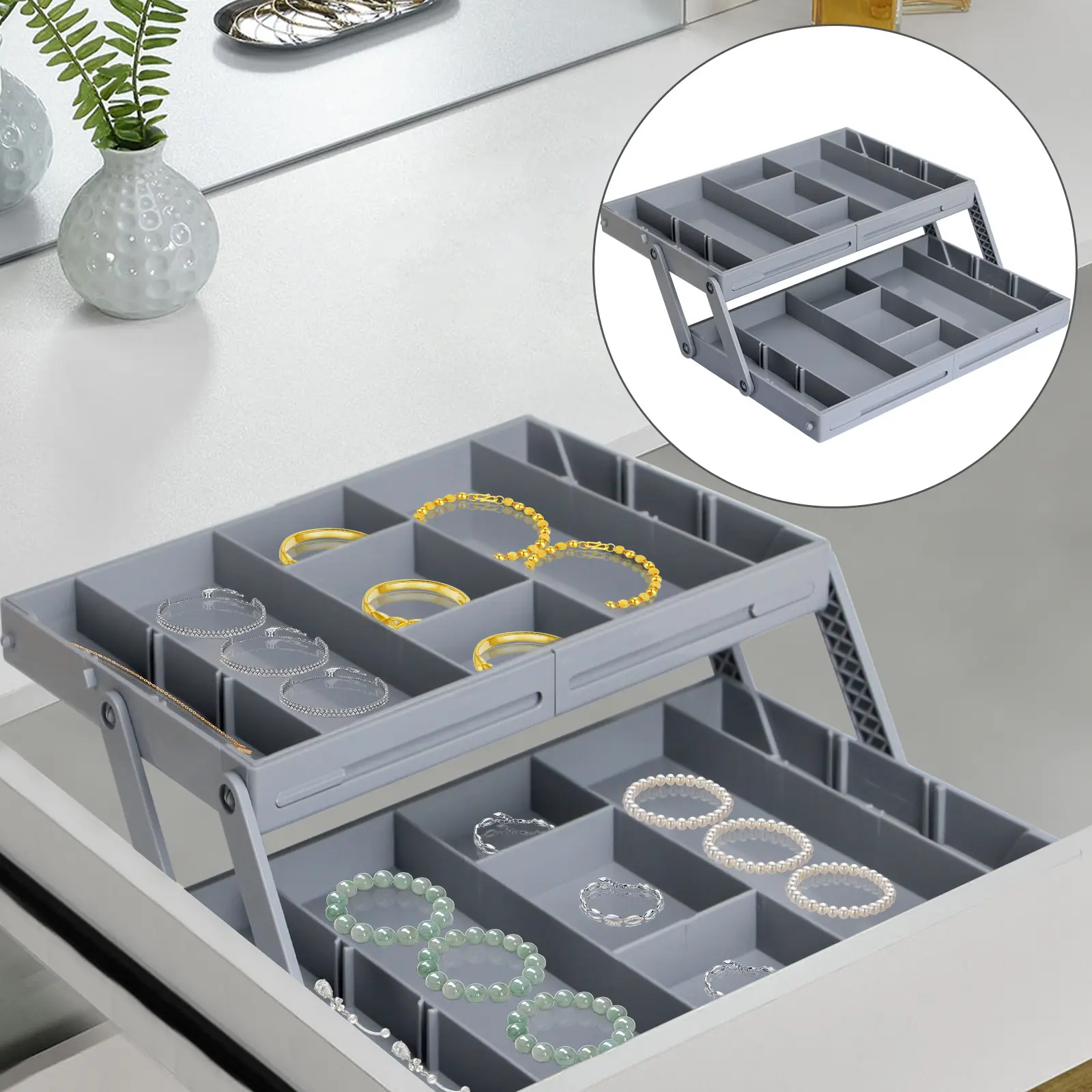 Modern Single-Row 3-Layer Smooth Plastic Drawer Organizer Set, Minimalist Storage Box for Makeup, Jewelry, Kitchen Countertops (Home Supplies Organizer)