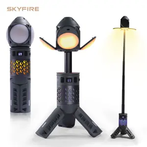 SKYFIRE Portable Camping Light, Telescopic Camping Lantern (with Rechargeable Power Supply), High Lumen Dimmable Magnetic Tent Lamp — Outdoor Work Light for Hiking, Camping, Home Emergencies