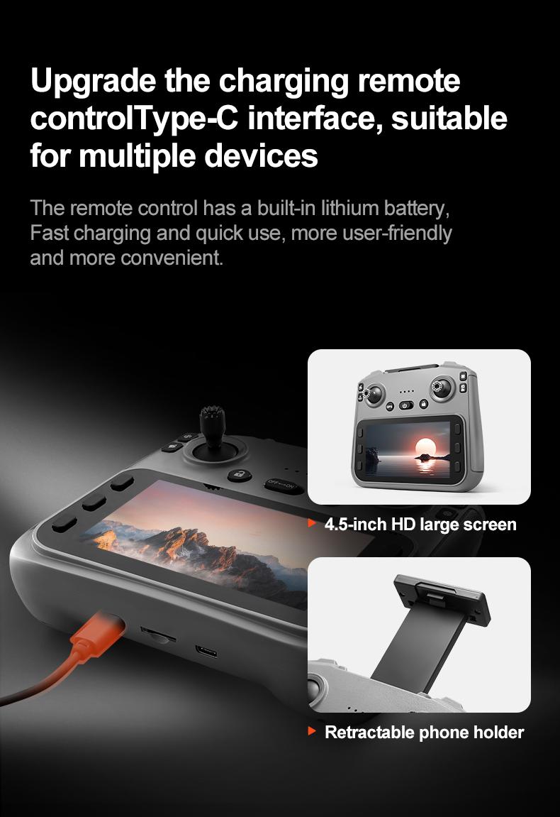 YCMDCGIE 4K ESC Camera Drone with Brushless Motor, Upgraded 4.5-Inch Screen, Foldable Drone, AI Obstacle Avoidance, GPS Smart Return, Gesture Photography, Intelligent Follow, Custom Waypoint Flight, Dual Battery with 50 Minutes Endurance