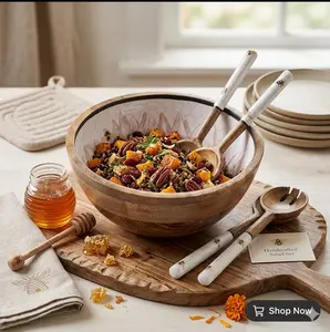 Bee Salad Bowl with Servers - Set of 3